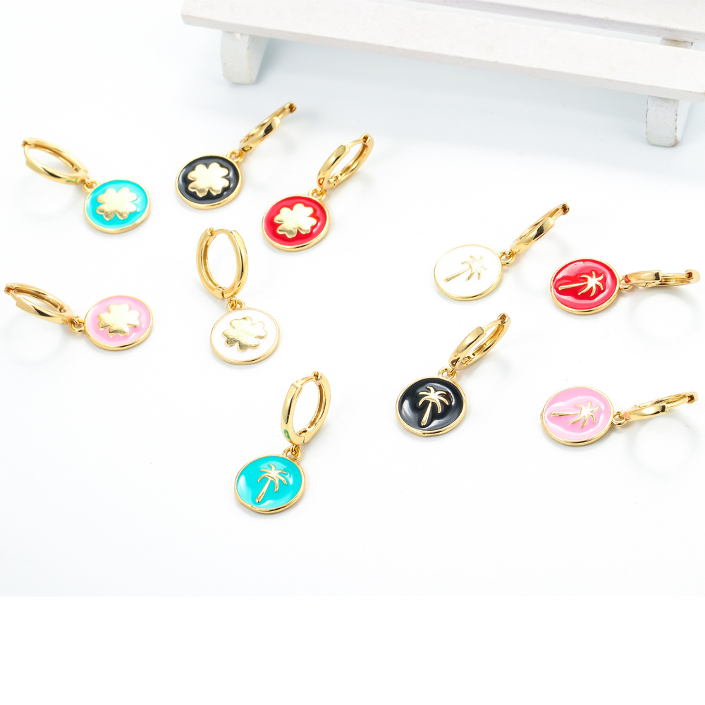 Korean Geometric Shape Drop Oil Mixed Color Earrings display picture 4