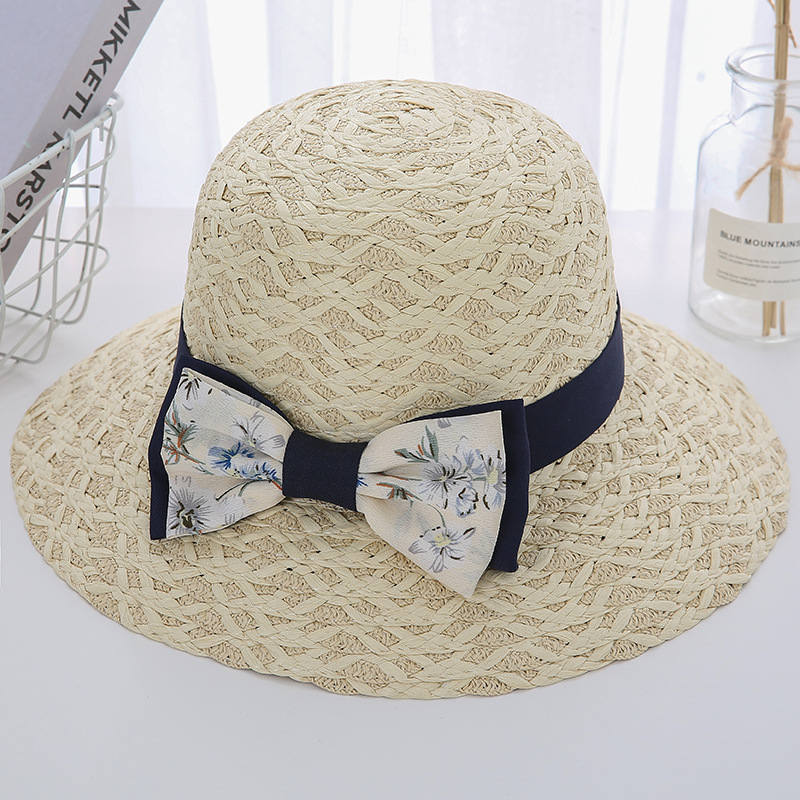 Women's Basic Lattice Bow Knot Bowknot Flat Eaves Straw Hat display picture 25