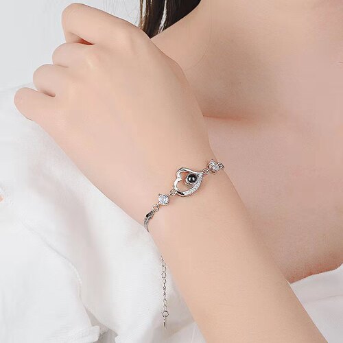 Love Memory 100 Languages I Love You Project Heart Shape Bracelet Girl Mood Couple Same Style