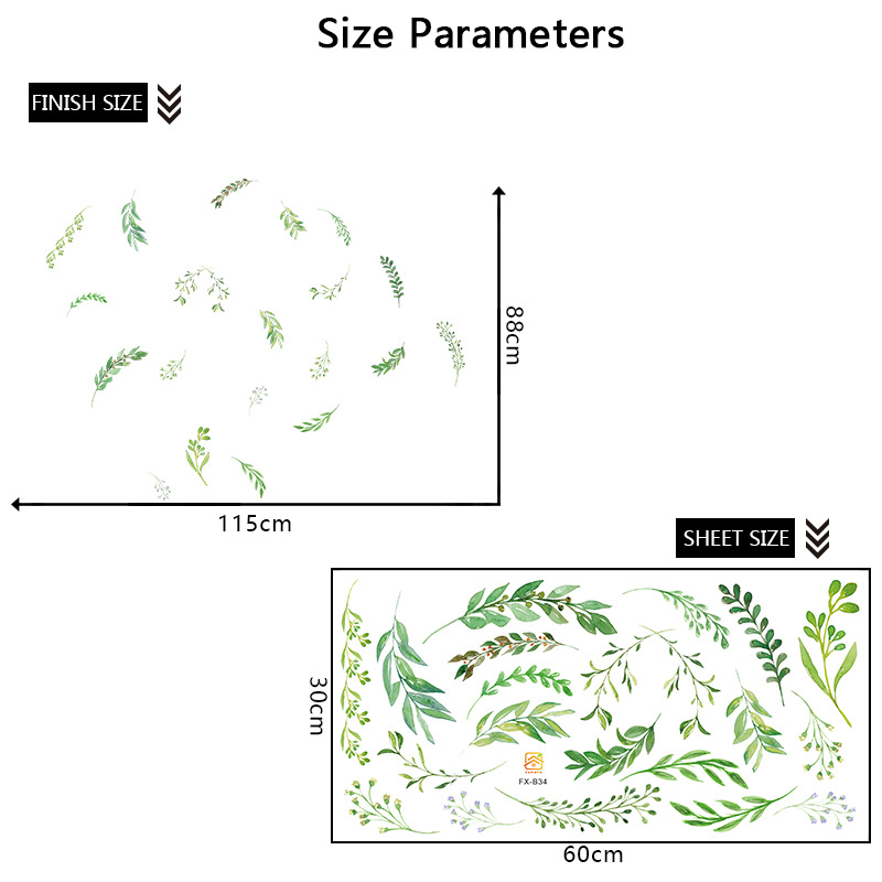 Nuevas Y Simples Ramas Verdes Pastorales Hojas Pegatinas display picture 1