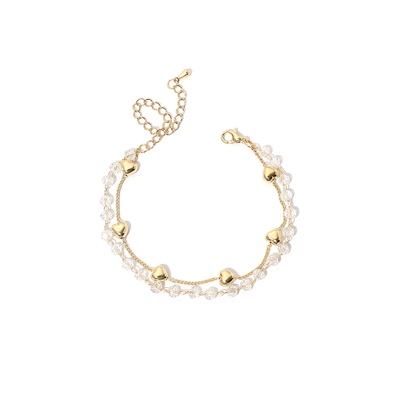 20g Weight Necklace Classification Wedding, Travel Occasion Women'S Gender Simple Crystal Love Double-layer Bracelet Girls Light Luxury Necklace 11