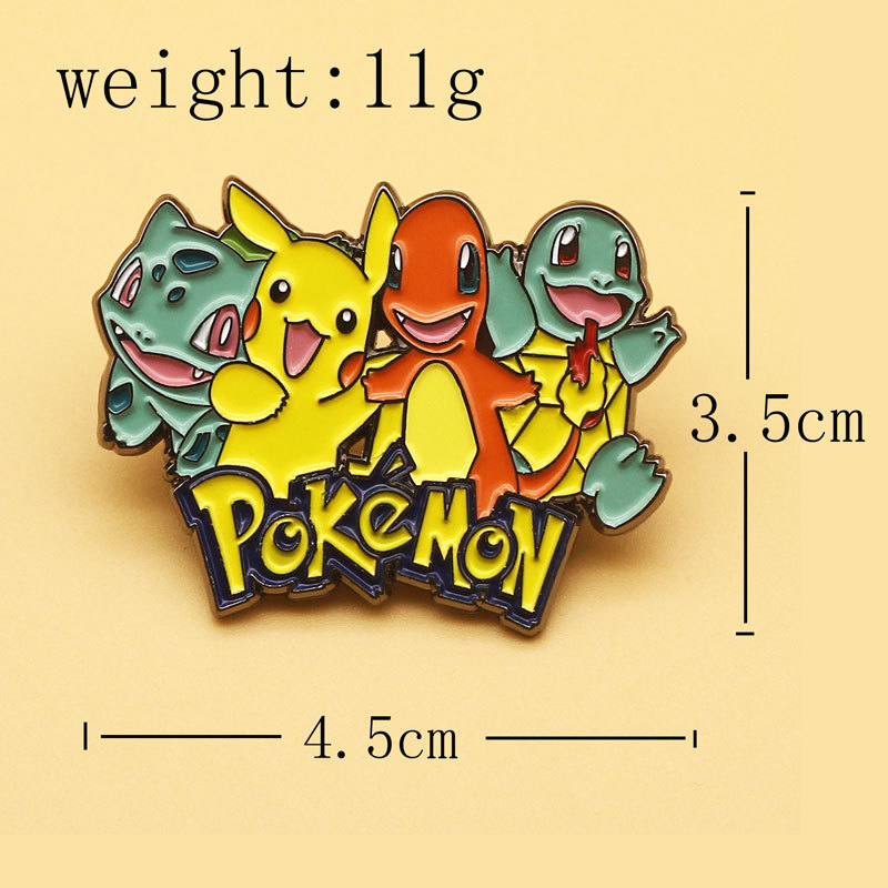 Anime japonés Pikachu dibujos animados broche linda chica camisa con PIN personalidad insignia de metal al por mayor