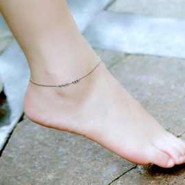 s925银小众设计银珠子脚链女韩版性感简约学生个性森系网红复古