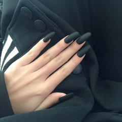 D22暗黑歐美磨砂手感純色長款美甲成品假指甲貼片一件代發24片裝