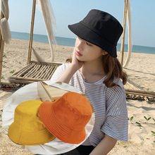 春夏季韓版學生日系盆帽雙面純色情侶款漁夫帽遮陽帽太陽帽代發