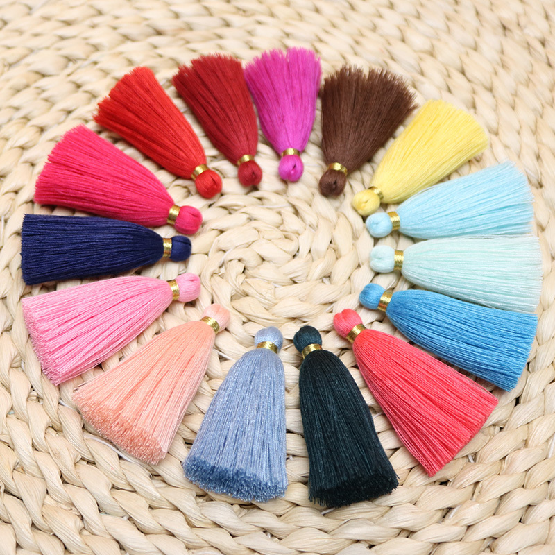 Factory Spot 6cm Gold Line Tie line Hit color polyester-cotton blend tassels Clothing accessories No head Ears Hanging ear support customized