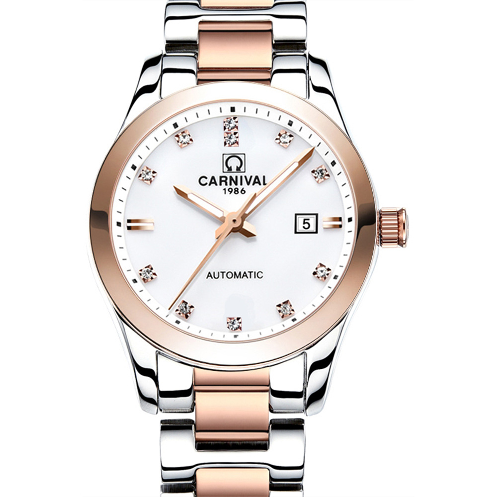 Carnival women's automatic mechanical Women's Watch rose gold fashion trend waterproof women's wristwatch 8786L