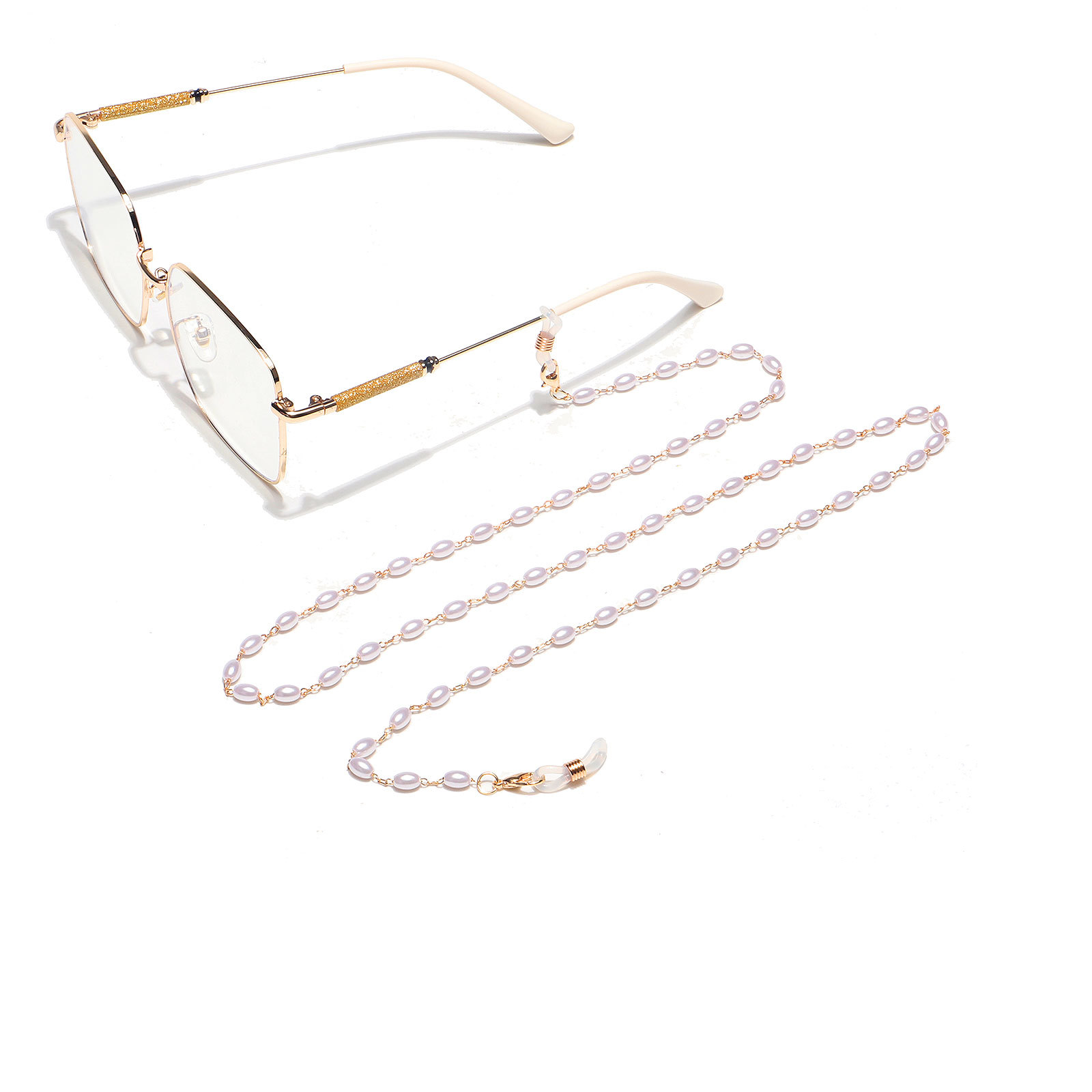 Rice-shaped Pearl Gold Glasses Chain display picture 4