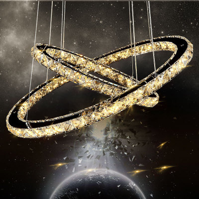 厂家直销LED水晶餐厅吊灯创意椭圆环形卧室灯饰现代简约书房灯具|ru