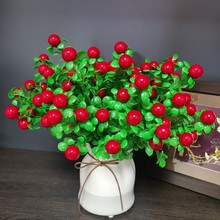 成都厂家批发塑料花仿真吉祥果发财果相思豆 18颗红豆果富贵果