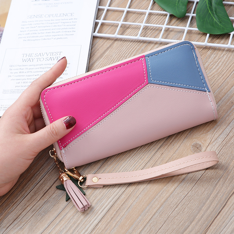 Korean Stitching Women's Wallet Card Bag Color Matching Mobile Phone Bag Card Bag display picture 7