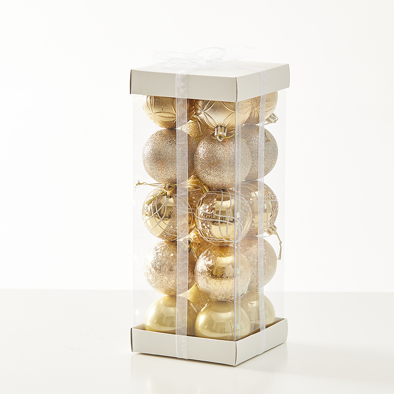 6cm 8cm bola de oro de Navidad bola pintada bola galvanizada dibujada a mano caja de regalo de decoración de Navidad colgante