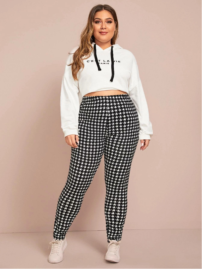 plus size houndstooth leggings NSCX21922