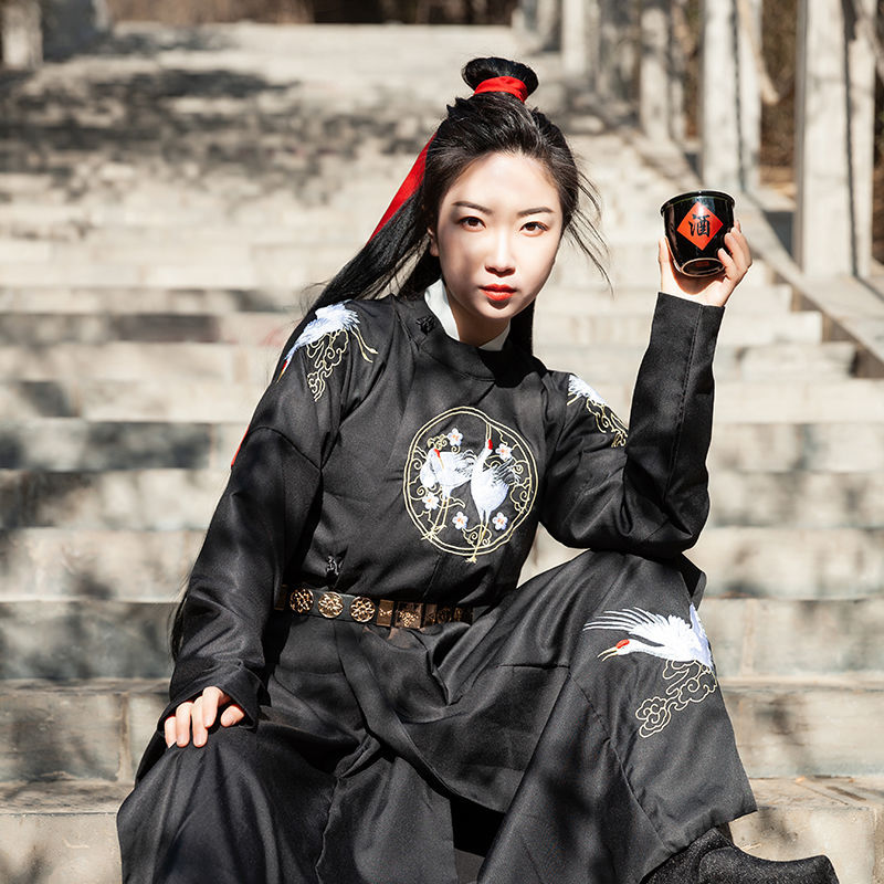 春季新款唐制汉服男女成人古装通用款圆领重工刺绣霸气齐腰飞鱼服|ru