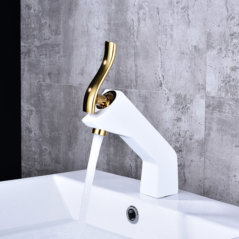 Factory direct sales of European-style matte colored washbasins, hot and cold mixed faucets, thickened all-copper main body bathroom cabinet faucets undefined
