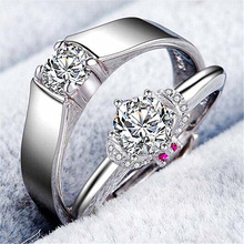 韩版热卖情侣戒指活口男女结婚钻戒对戒开口镀白金单戒可调节代发