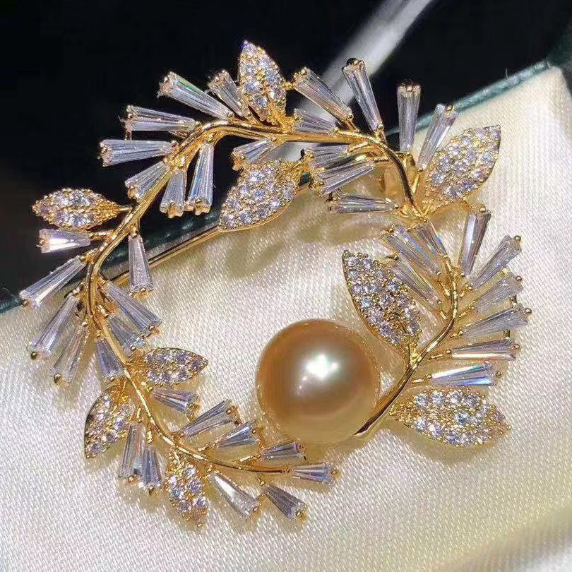 New Style Inlaid Zircon Olive Branch Brooch Pins for Women Fashion Dress Corsage Prom Sweater Suit Accessories Brooches