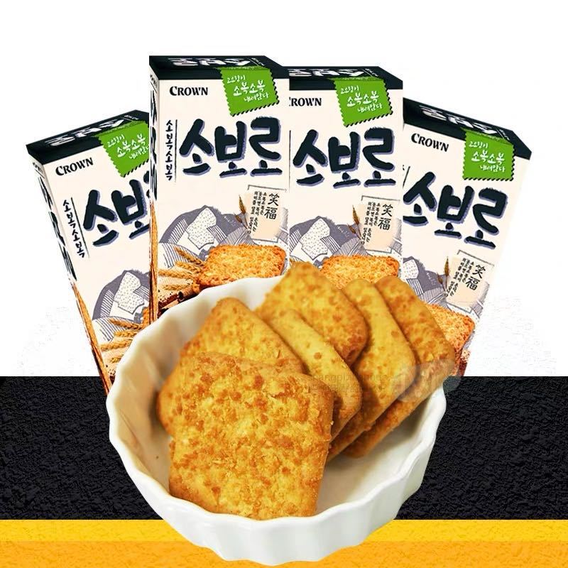 整箱包邮韩国克丽安笑福饼干60g  crown进口零食|ru