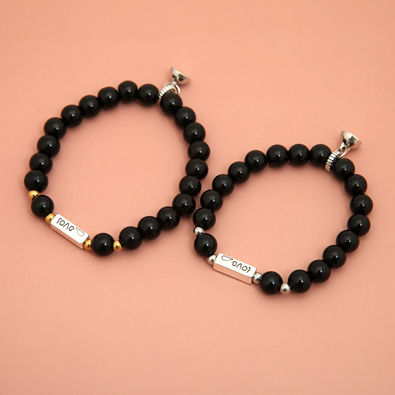 Wholesale Jewelry Imitation Obsidian Beads Bracelet A Pair Of Set Nihaojewelry display picture 2