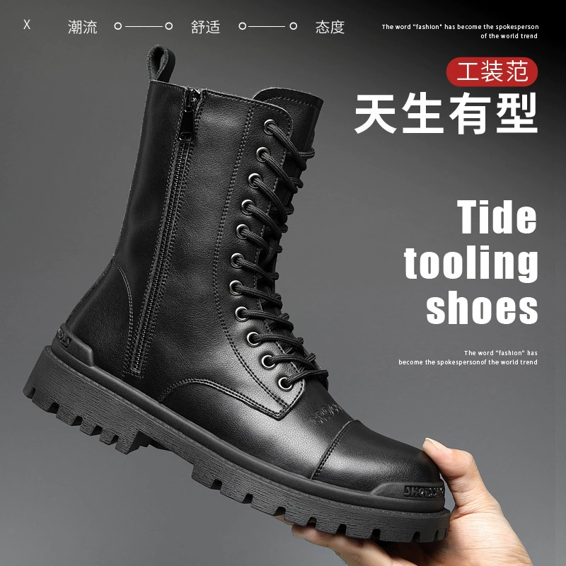 Новые зимние Ботинки Martin на платформе из натуральной кожи с флисовой подкладкой, мужские высокие ботинки из британского хлопка, Мужская универсальная обувь, Мужская модная обувь