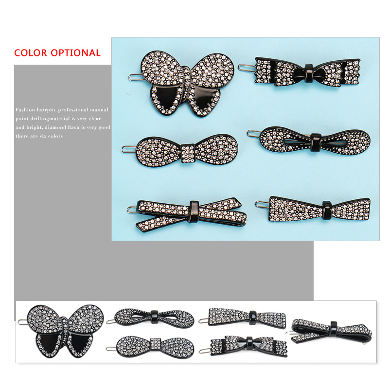 Vintage Style Bow Knot Acetic acid sheets Inlay Rhinestones Hair Clip