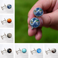 Galaxy Planet Planet Time Gem Men's Cufflinks Crystal Glass Cufflinks French Cuff Pins Wholesale