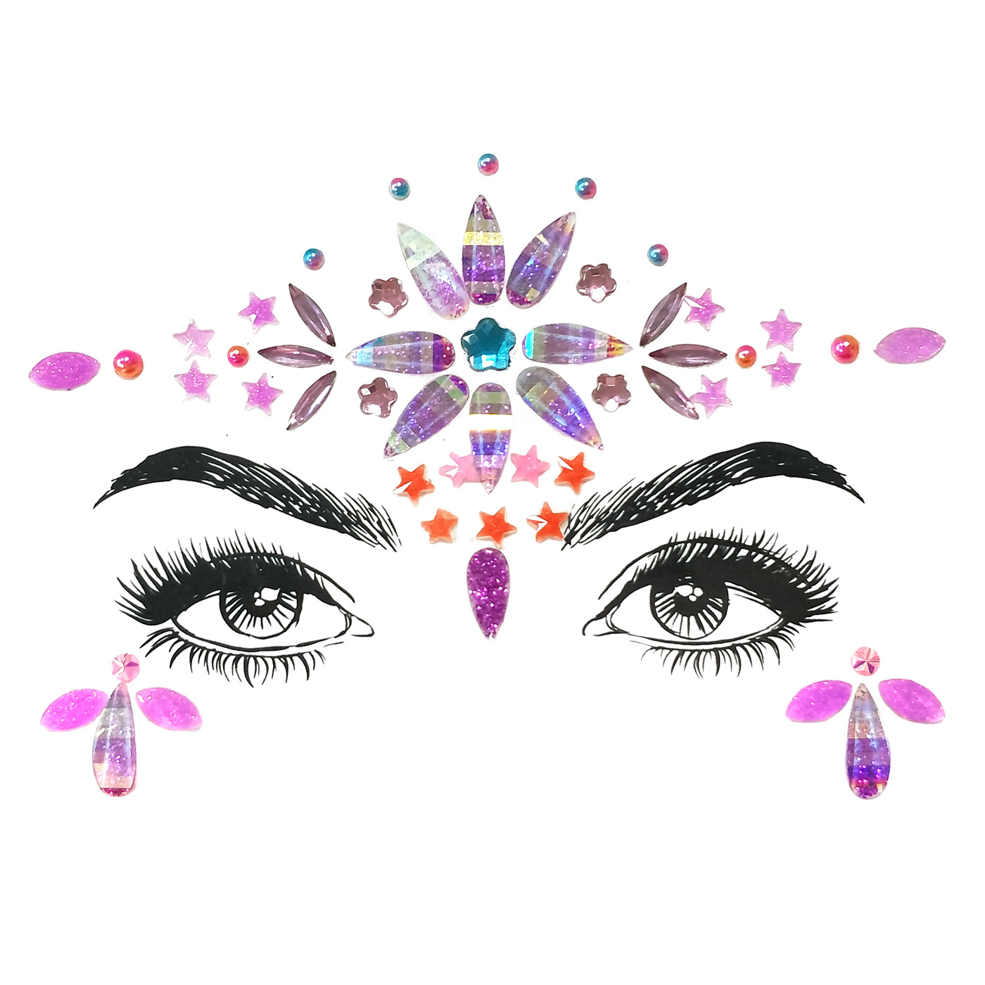 New Acrylic Face Stick-on Crystals Resin Drill Face Pasters Breast Pad Crystal Eyebrow Diamond Sticker Waterproof display picture 5