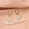 Silver needle, universal earrings with tassels from pearl, Korean style, silver 925 sample, internet celebrity, diamond encrusted