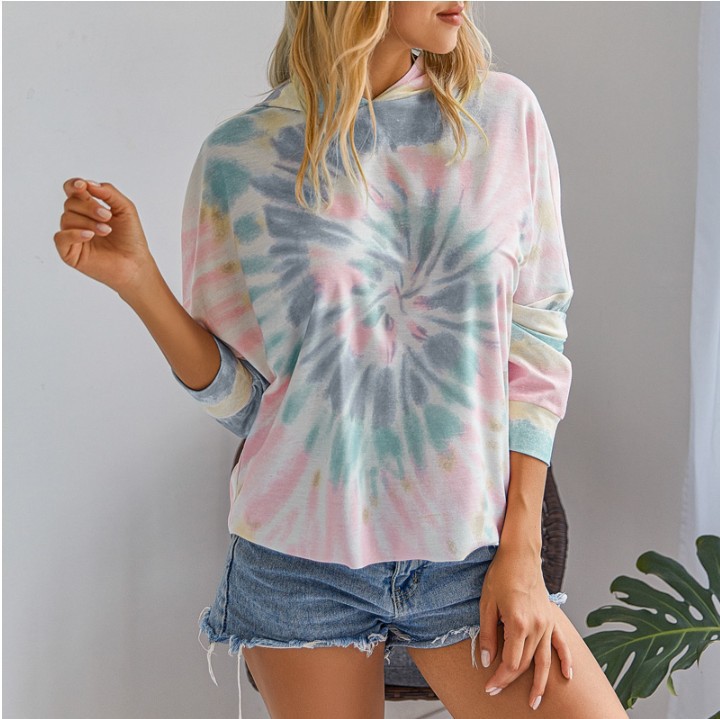 autumn and winter tie-dye printed hooded sweatshirt NSLZ33236