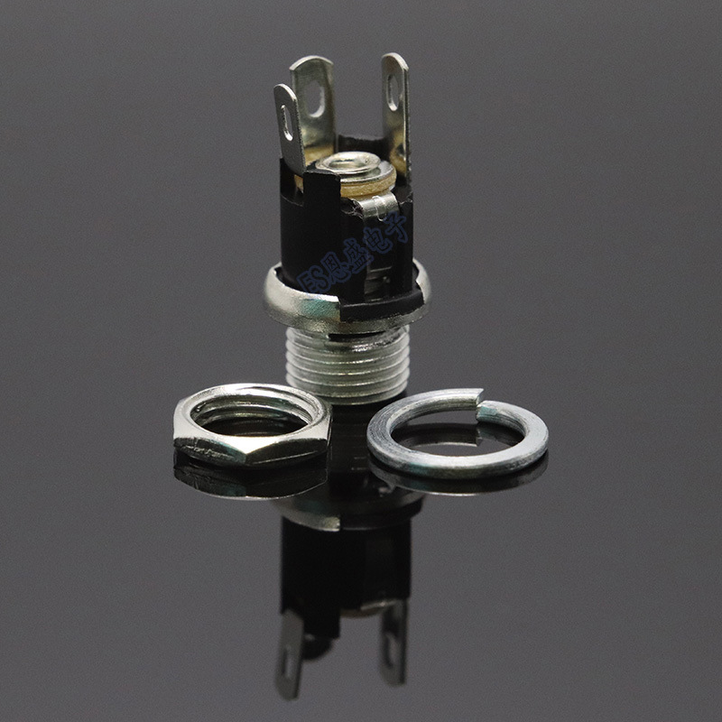 恩盛直销DC-025M带螺母针电源插座5.5*2.0/2.5母座DC025M金属插座