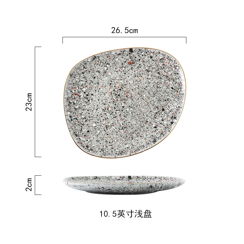 Luz de lujo yuhua esmalte Vintage horno de cerámica vajilla horno de microondas borde dorado especial irregular tazón de arroz tazón de sopa plato occidental