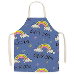 Faux Linen Art Cartoon Cloud Apron, Oil-Proof Waist Apron for Parent-Child Kitchen, Adult Sleeveless Neck Apron with Hook
