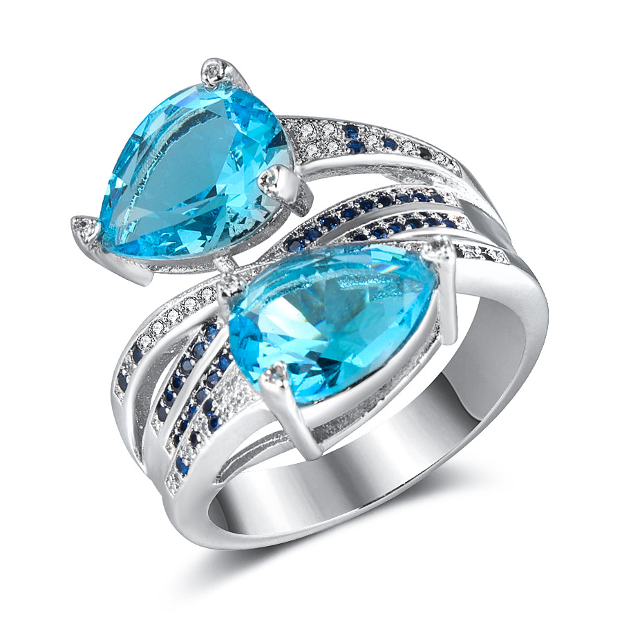 sapphire copper platinum fashionable trend ring with stone…