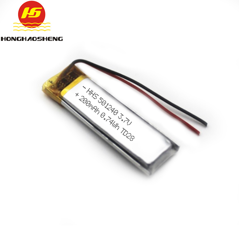 供应501240 200mah高质量高循环聚合物锂电池智能穿戴设备锂电池