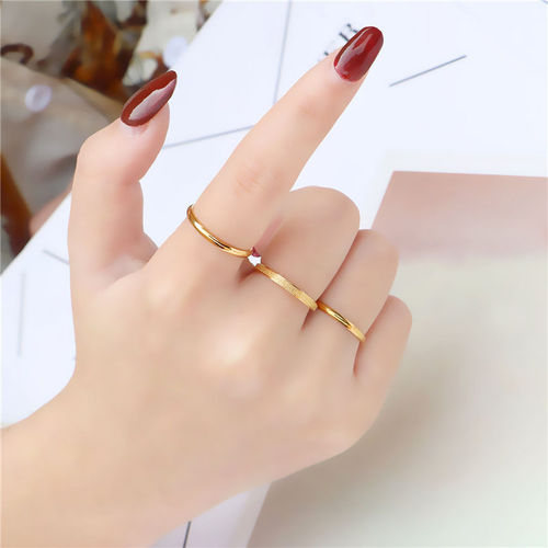 Sansheng Sanshi index finger ring for women titanium steel extremely fine smooth frosted small ring ins couple set trendy tail ring