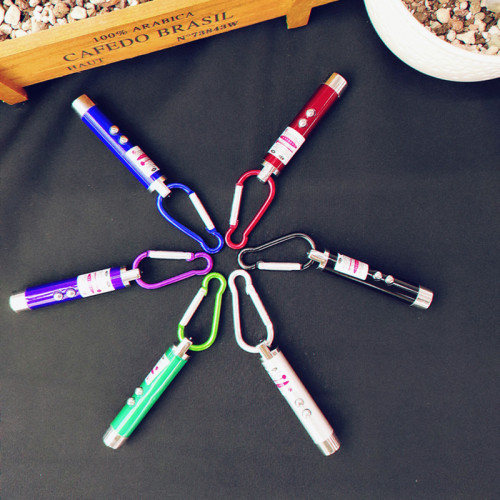 Three-in-one strong light mini laser light flashlight outdoor infrared funny cat artifact money detector light warning flash