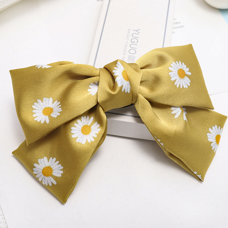 Korean New Fashion Hairpin Double Bow Print Daisy Cheap Spring Clip display picture 8