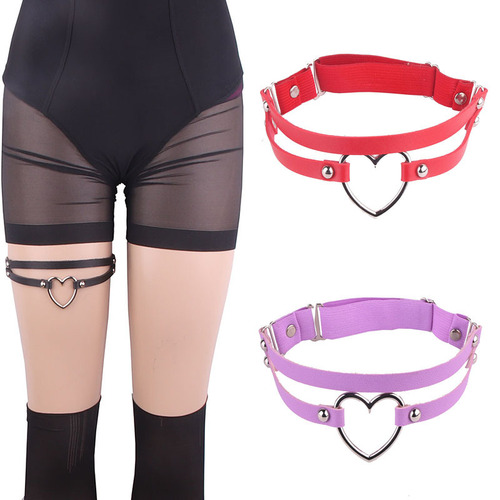 Japanese and Korean sexy mushroom nail leg chain leg cuff soft girl punk leather large peach heart leg ring social media star street style accessory