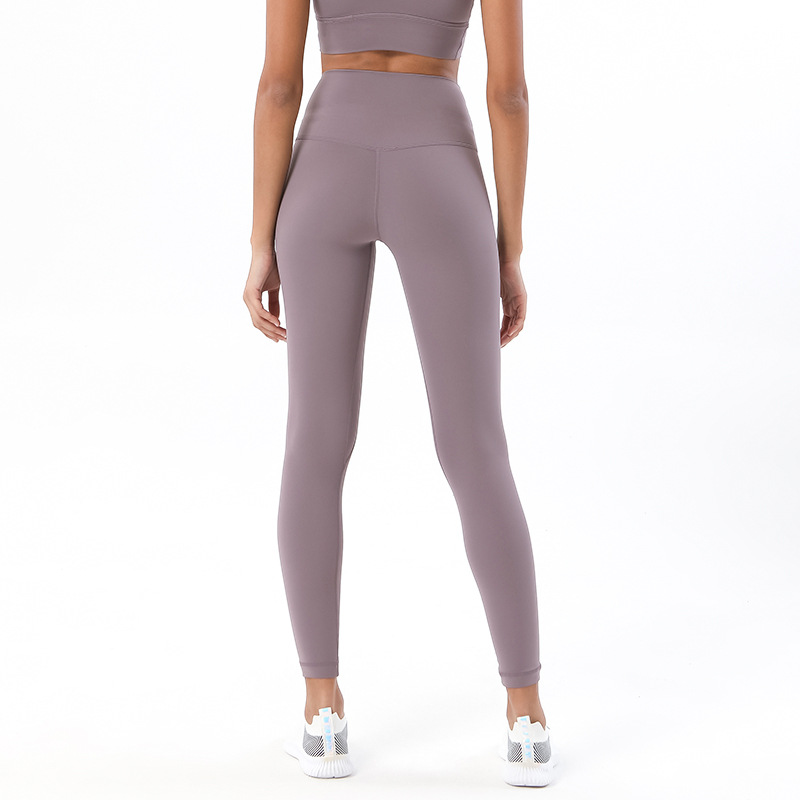 2022 nuevos pantalones de yoga desnuda cepillados de doble cara de las mujeres europeas y americanas de alta cintura de cadera de melocotón pantalones de fitness deportivo