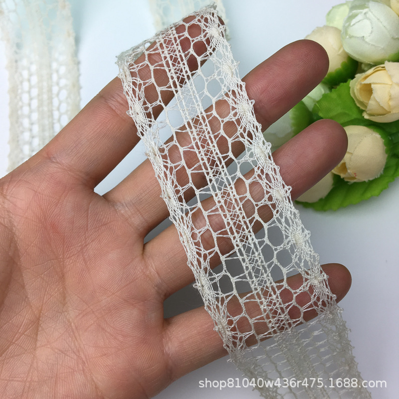 热销新品3CM鱼网镂空棉线花边织带 DIY细线棉花边 柔软娃衣LACE