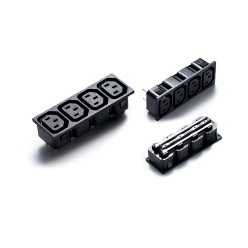 IEC 320 C13四联插座 四位连体插座 品字四位排插 一体接线卡位插