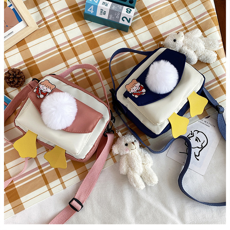 Creative and personalized duck-butted single-shoulder small square bag for women 2021 cross-border bag canvas mobile phone coin purse undefined