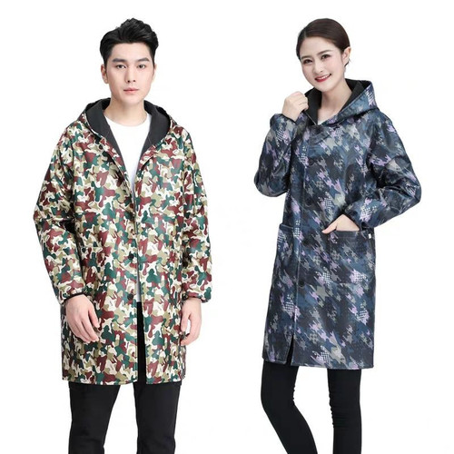 Overcoat adult velvet work clothes winter hooded dustproof camouflage work clothes kitchen blue coat camouflage clothes