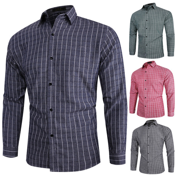 Men’s business fashion Stripe Men’s long sleeve shirt men’s shirt