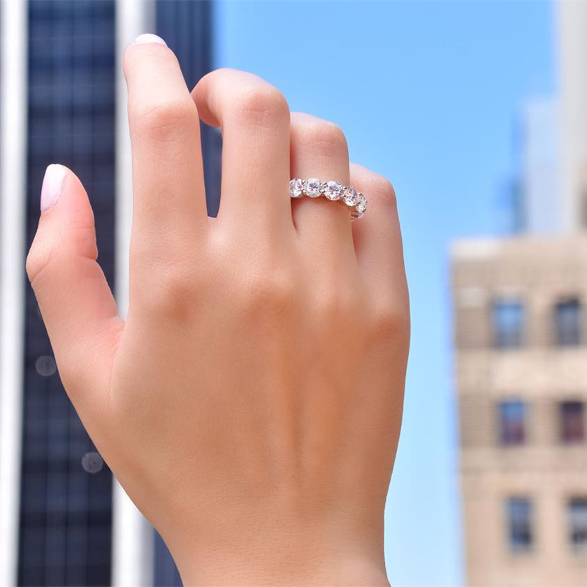 Diamond Zircon Ring For Women, Elegant Silver Plated Versatile Band_voghion.com