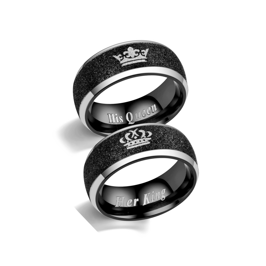 Fashion English Letter Crown Queen King Stainless Steel Rings Wholesale Nihaojewelry display picture 6