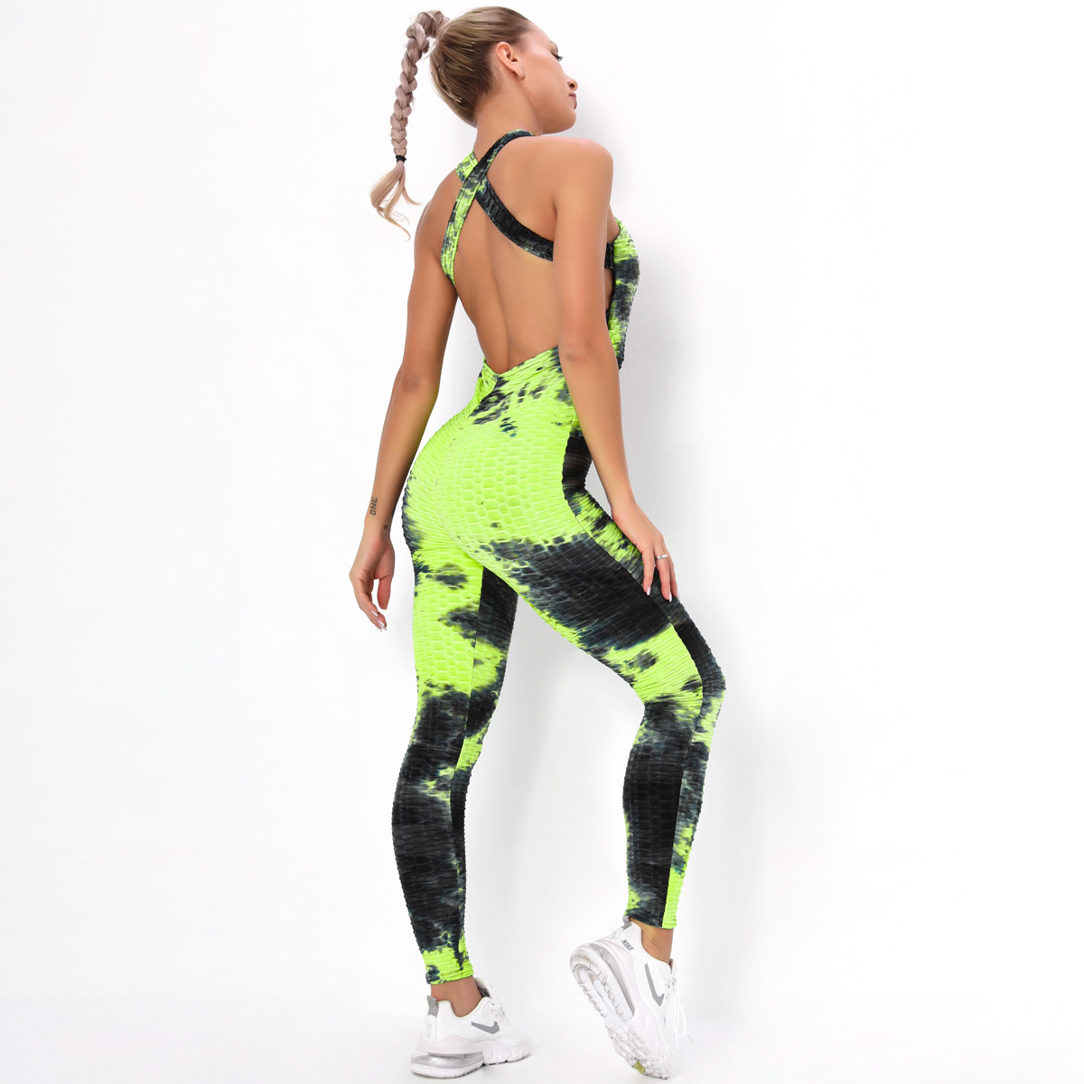 Shaping Tie-Dye Jacquard Fitness Beauty Back One-Piece Suit NSNS10669