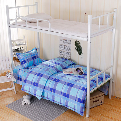 廠家批發純棉平紋三件套上下鋪學生宿舍床上用品單人床單被罩包郵