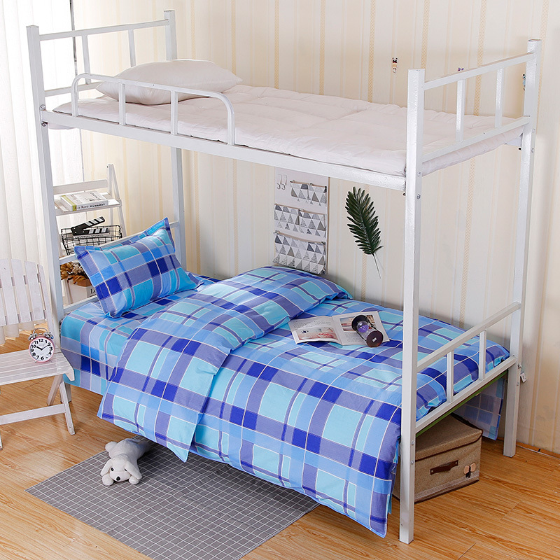 廠家批發純棉平紋三件套上下鋪學生宿舍床上用品單人床單被罩包郵