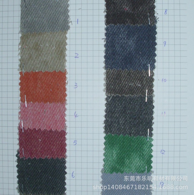 DB166支持网购混批涤棉粗斜仿牛仔布适用鞋材帽子手袋等